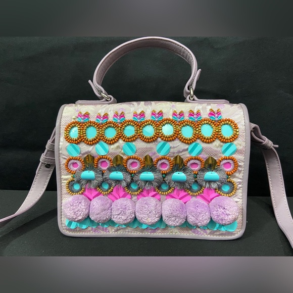 IPA-NIMA Nandina Embellished Crossbody Purse in Lavender Anthropologie boho - Picture 2 of 14